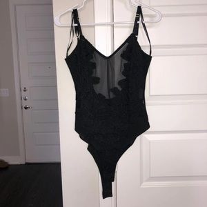 Black thong bodysuit